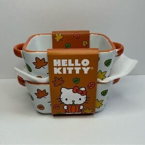 HELLO KITTY Pumpkin Thanksgiving Fall CERAMIC Mini LOAF Pans SET of 2 New